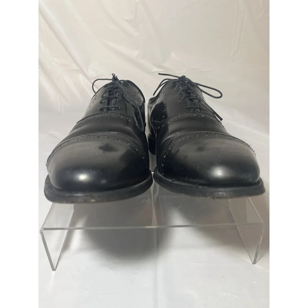Allen Edmonds 9.5 B Mens Dress Shoes Hale Black Leather Brocade Oxfords ($425) - Picture 14 of 15